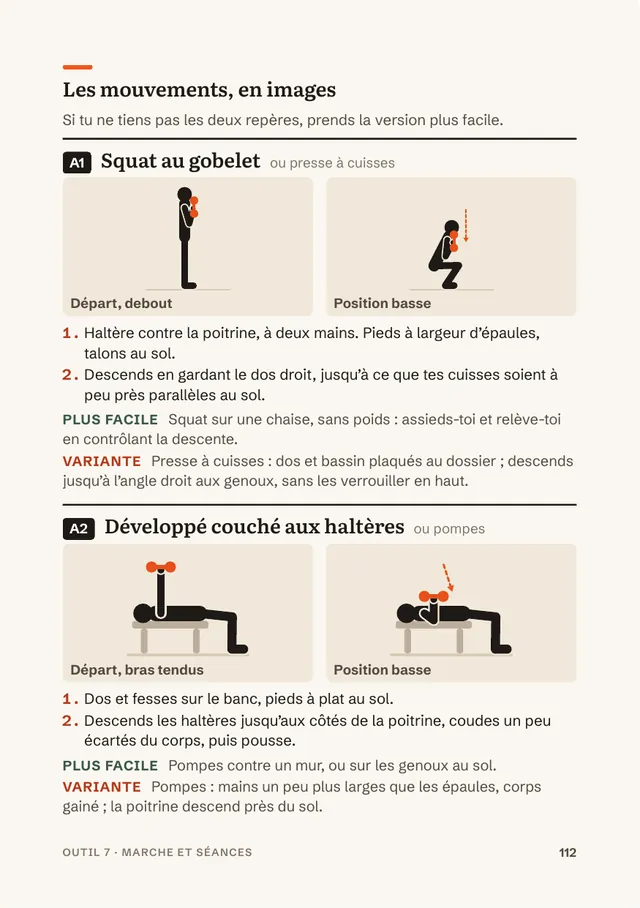 Page du livre : 10 mouvements dessinés, avec une version plus facile
